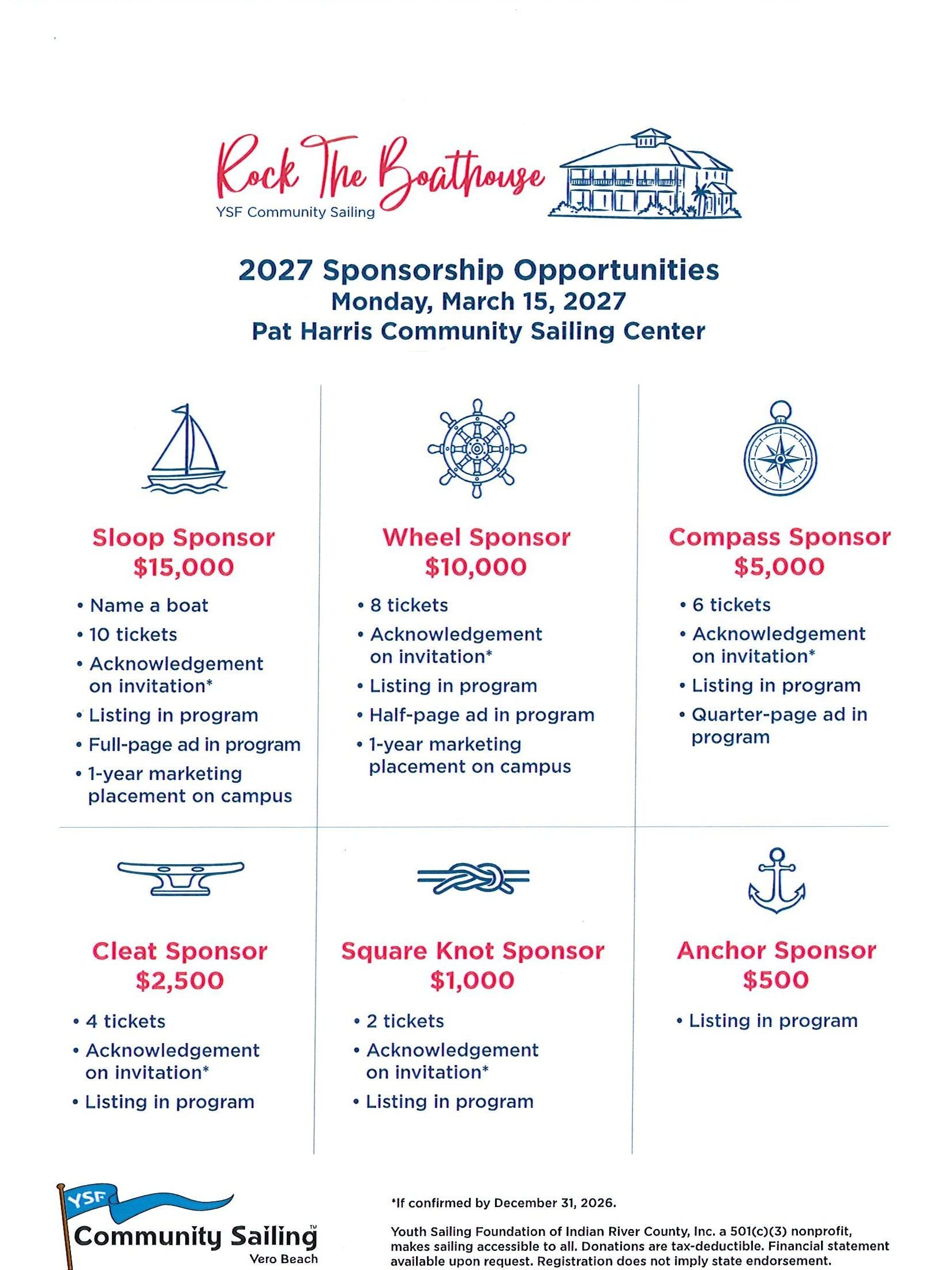 Rock The Boathouse Sponsorship 2027
